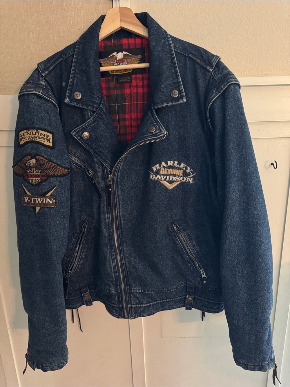 Vintage Harley-Davidson Blue Denim Biker Jacket